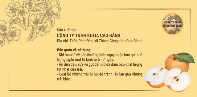 Nhãn sản phẩm Kolia Cao Bằng